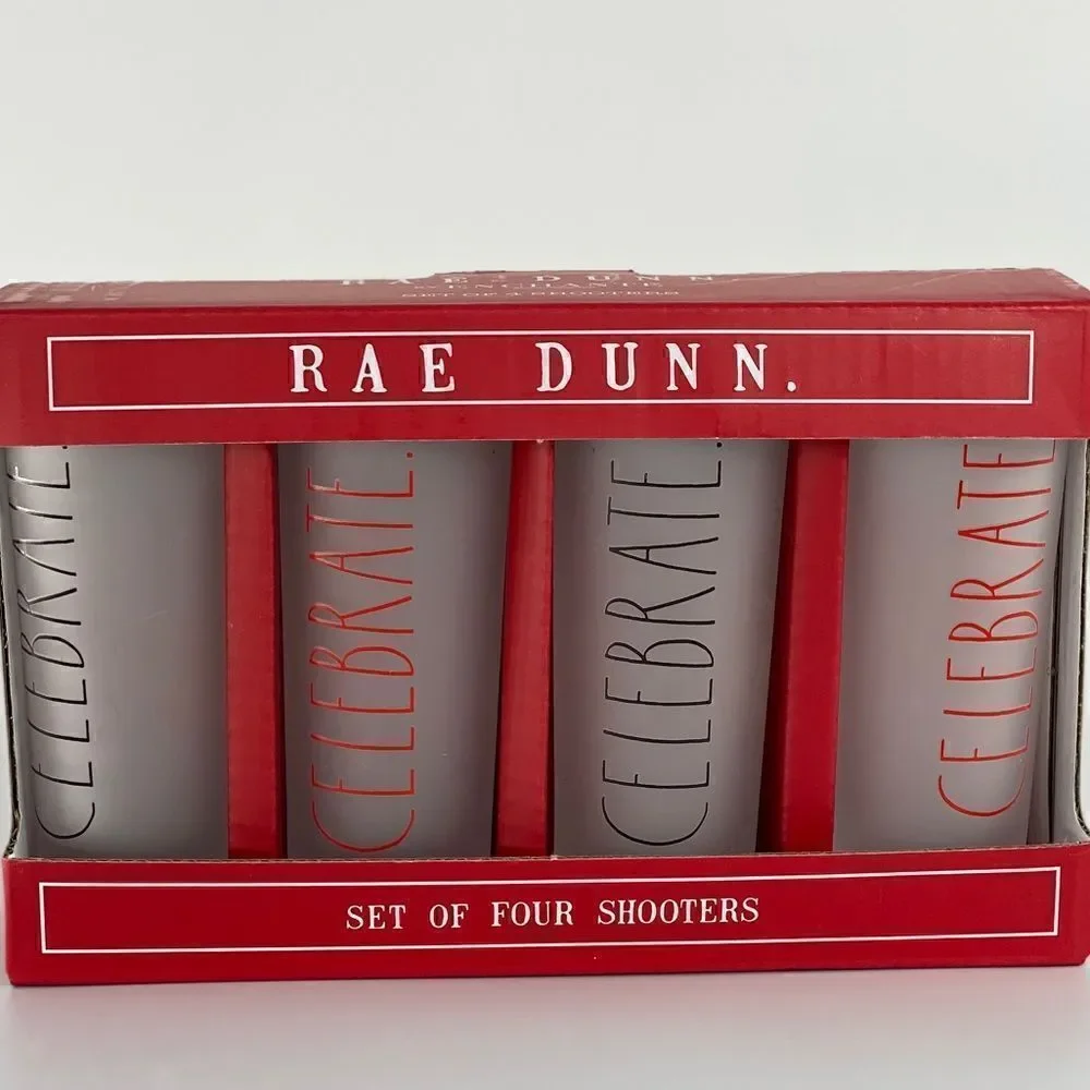 Rae Dunn Set of 4 Celebrate Shot Glass Shooters